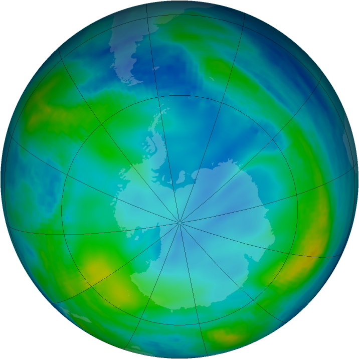 Antarctic ozone map for 07 June 1985